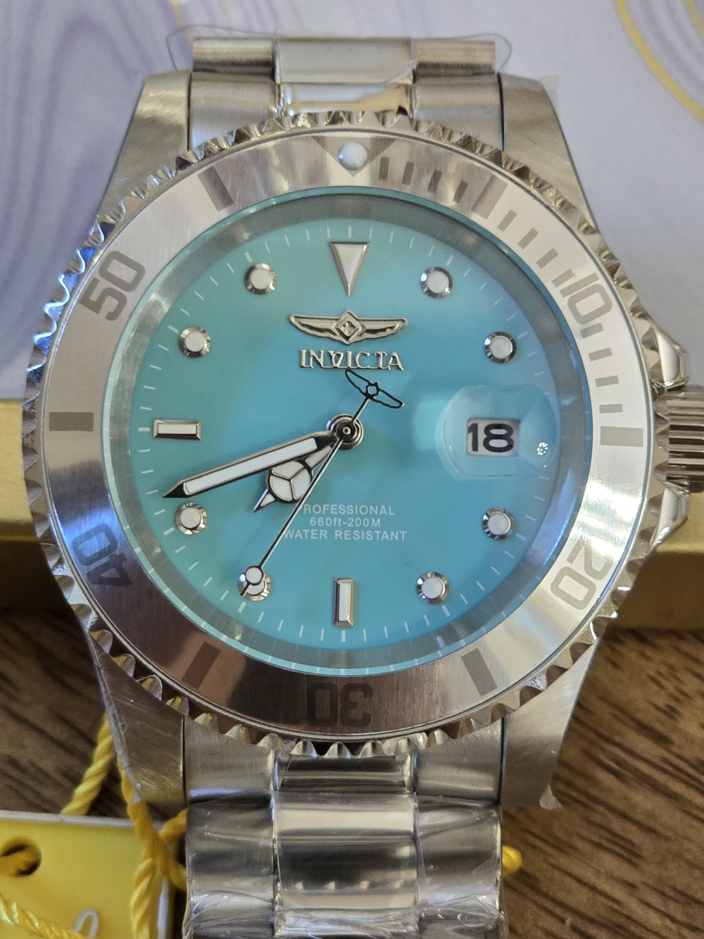Invicta Men’s Professional Turquoise Dial Stainless Steel Dive Watch